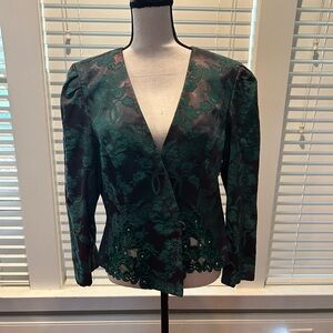 Nah Nah Elegant Green and Black Floral Blazer size 16